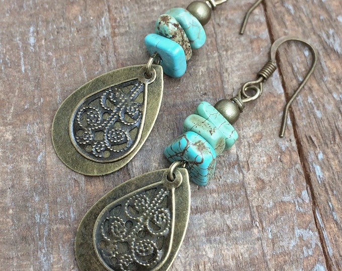 Boho Earrings Dangle Boho Dangle Drop Earrings Boho Brass Etsy