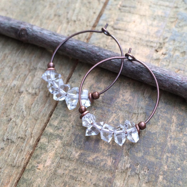 Herkimer Diamond Earrings, Ethically Sourced Stone Earrings, April Birthstone Jewelry, Sustainable Eco-friendly Gift image 2