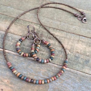 Bohemian Earrings, Jasper Boho Jewelry, Small Hoop Earrings, Copper Jewelry, Copper Earrings, Earthy Jewelry image 8