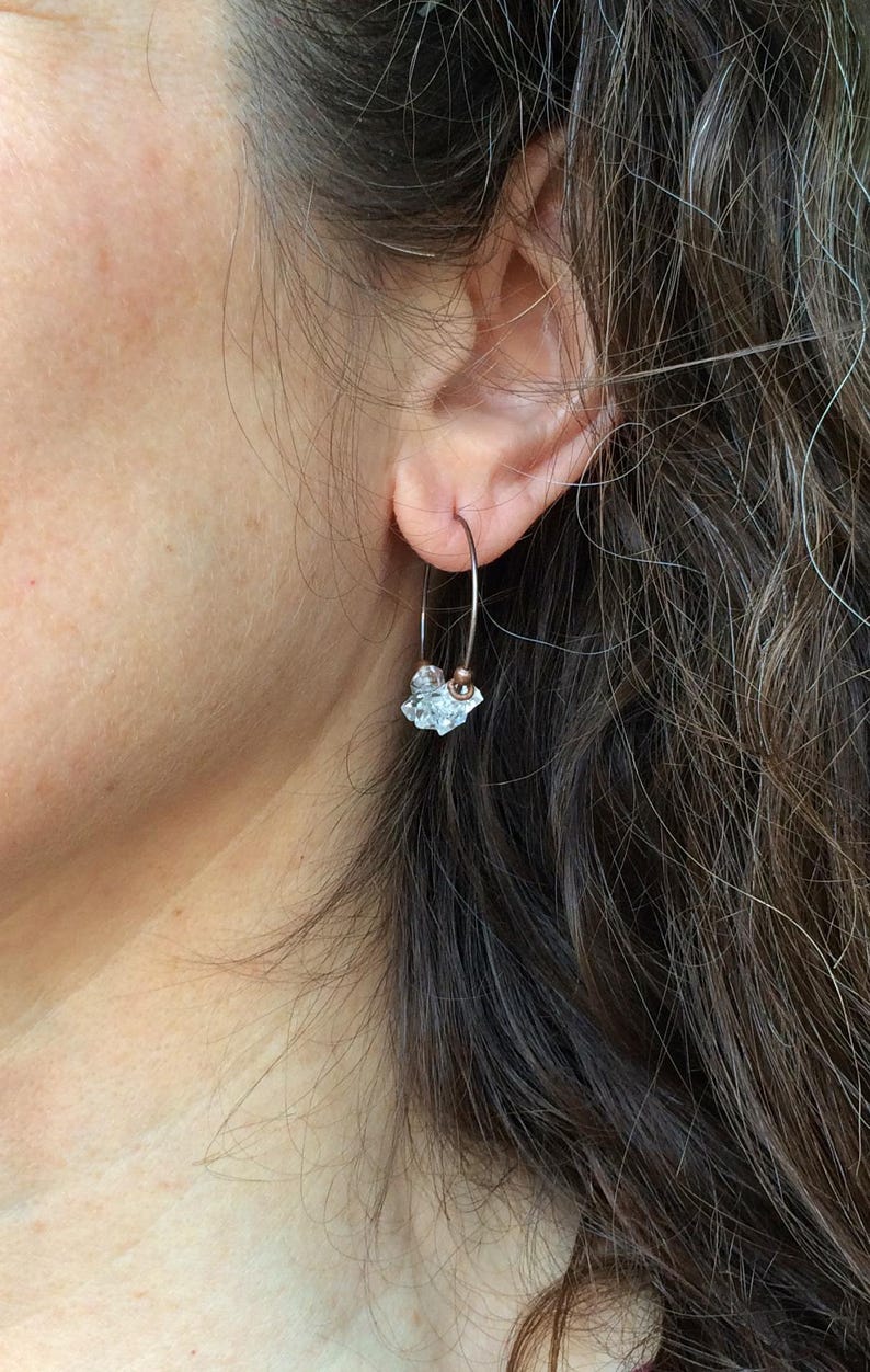 Herkimer Diamond Earrings, Ethically Sourced Stone Earrings, April Birthstone Jewelry, Sustainable Eco-friendly Gift image 7