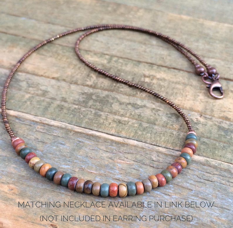 Bohemian Earrings, Jasper Boho Jewelry, Small Hoop Earrings, Copper Jewelry, Copper Earrings, Earthy Jewelry image 7