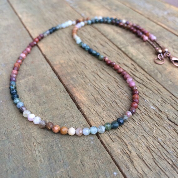 Ocean Jasper Necklace Dainty Jasper Beaded Necklace Jasper Etsy
