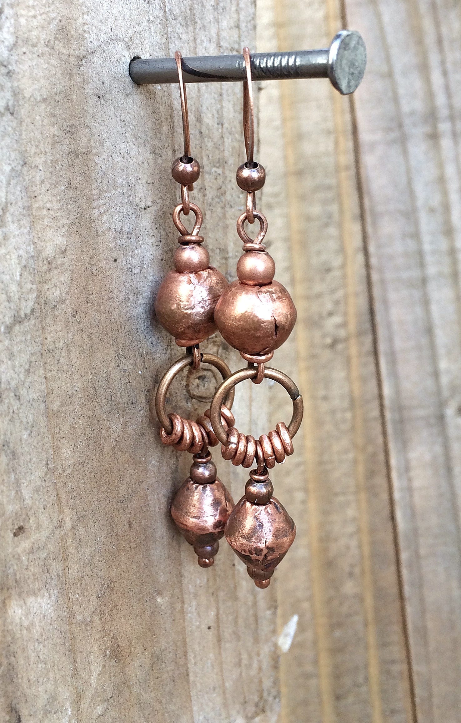Ethnic Copper Dangle Earrings Rustic Copper Jewelry Bohemian Etsy