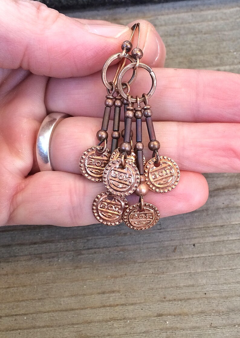 Copper Chandelier Earrings Bohemian Jewelry Gypsy Hippie Etsy