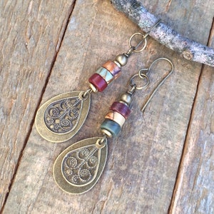•STRAY• red creek jasper fang + silver earrings