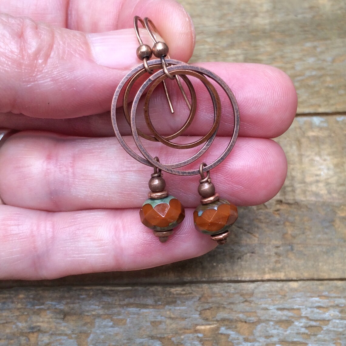 Burnt Orange Earrings Burnt Orange Jewelry Copper Dangle Etsy