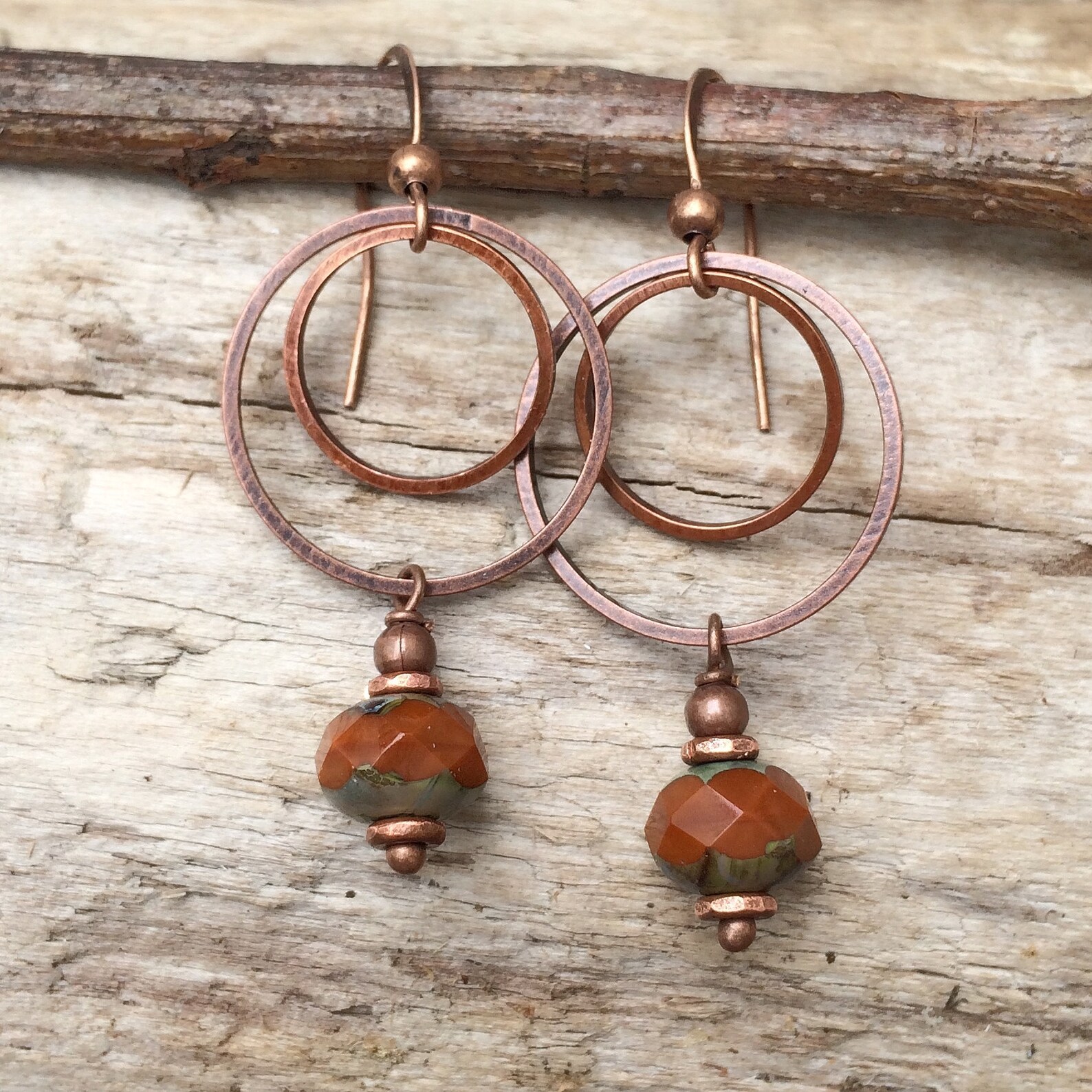 Burnt Orange Earrings Burnt Orange Jewelry Copper Dangle Etsy