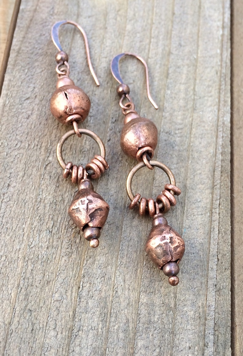 Ethnic Copper Dangle Earrings Rustic Copper Jewelry Bohemian Etsy