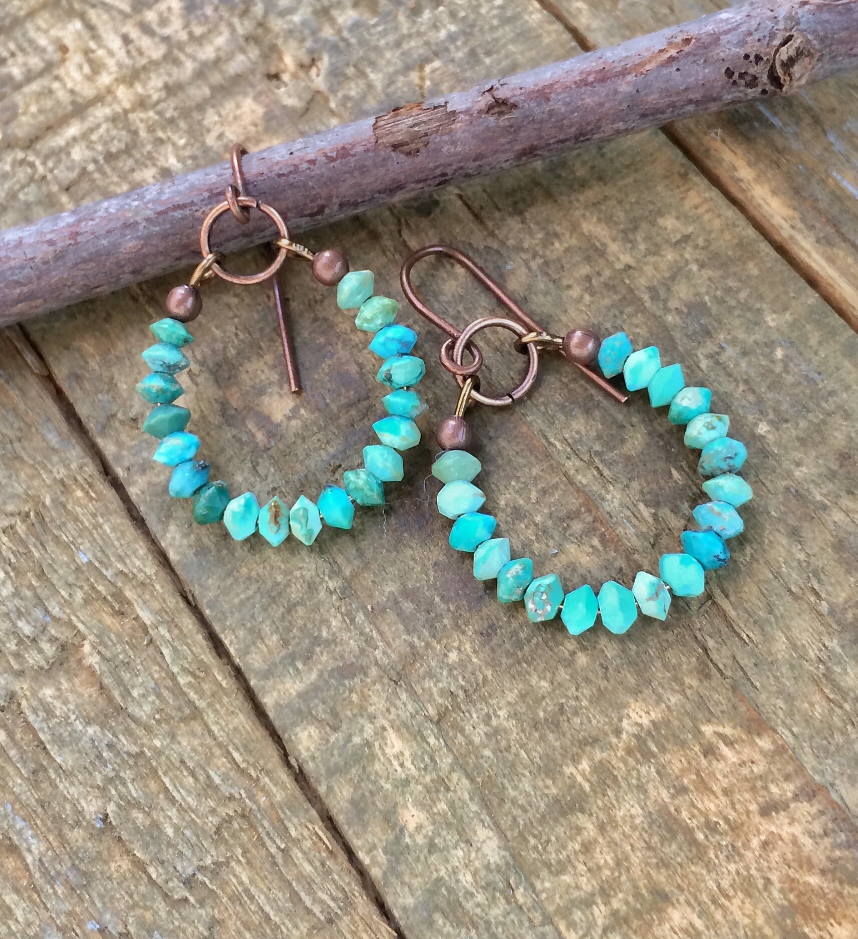 Turquoise Hoop Earrings Arizona Turquoise Jewelry Minimalist | Etsy
