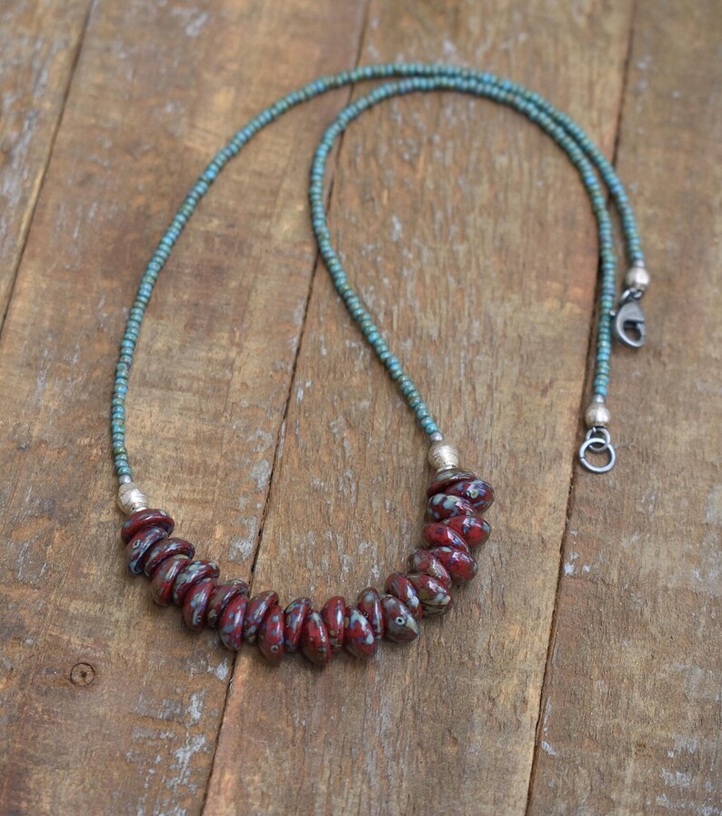 Red Beaded Necklace Beaded Jewelry Unique Necklace for Etsy