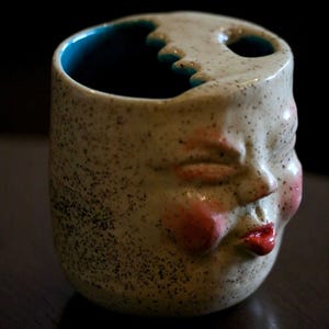 Custom Small Little CRY BABY CUP – Chubby Cheeks Baby Face Mug – Funny Sculpted Ceramic Art Cup – 7oz Espresso Gift For Lovers of the bold