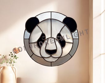 Panda Glasmalerei, niedliches Bärengesicht, Suncatcher-Vorlage, Fensterdekoration zum Selbermachen, Easy Glass Art PDF (No.04-166AN)