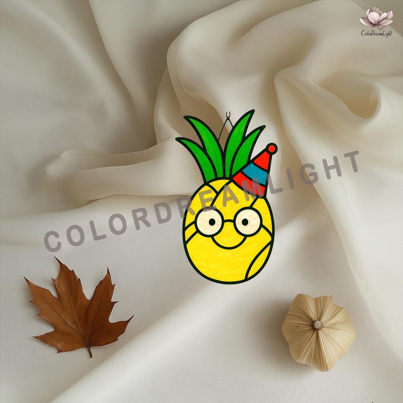 Funny Pineapple Stained Glass Pattern PDF – DIY Party Fruit Suncatcher ...