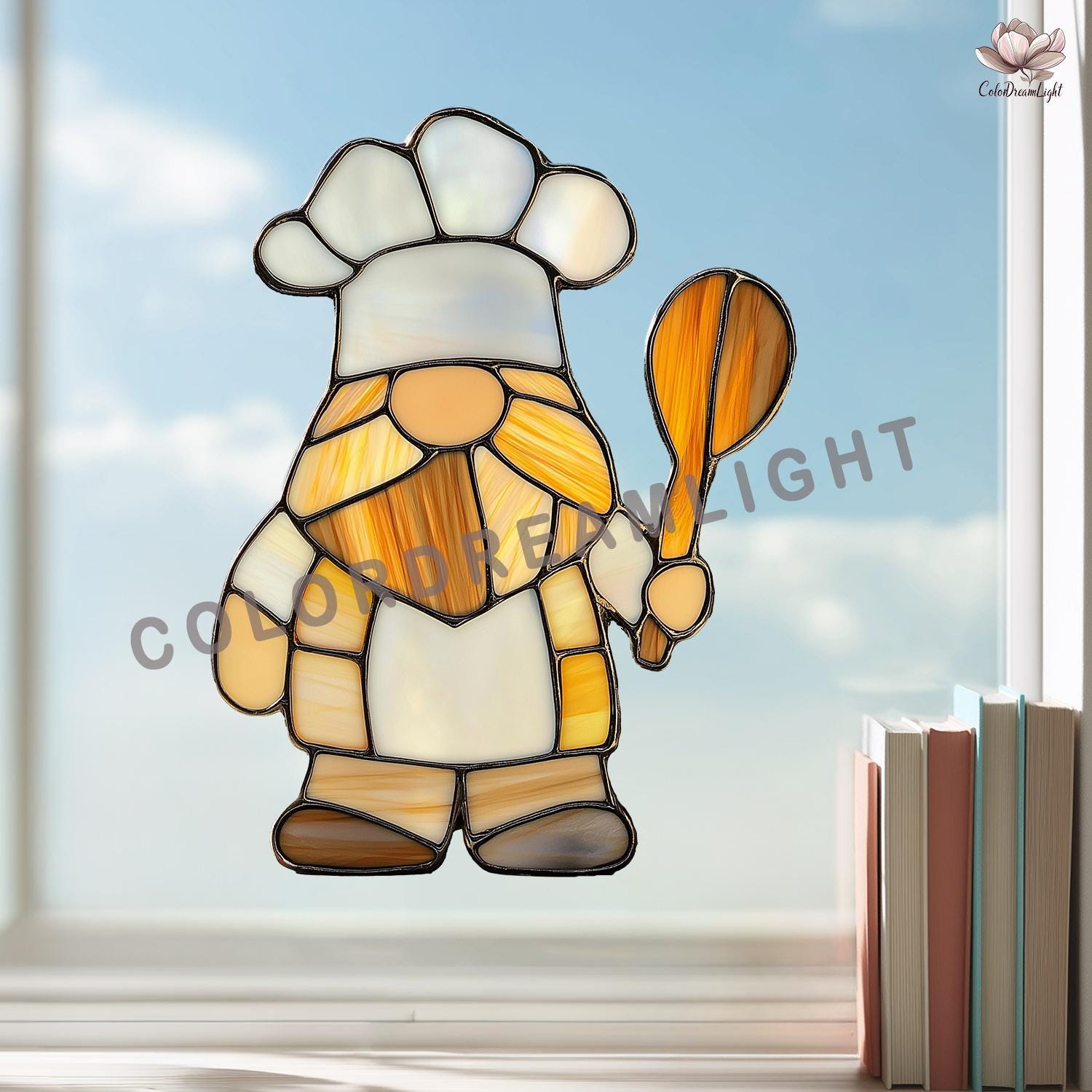 Chef Gnome Stained Glass Pattern, Cute Kitchen Suncatcher Template ...