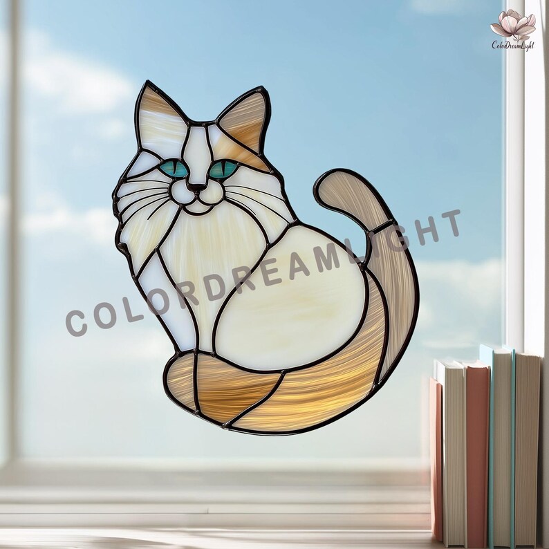 Long Hair Cat Stained Glass Pattern – Pet Memorial DIY Suncatcher – PDF ...