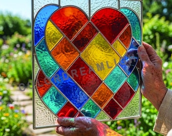 Two Hearts, One Love Stained Glass PDF Pattern - Etsy