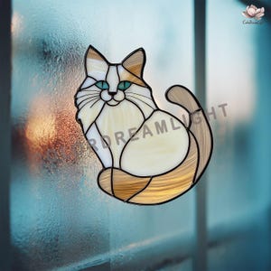 Long Hair Cat Stained Glass Pattern – Pet Memorial DIY Suncatcher – PDF ...