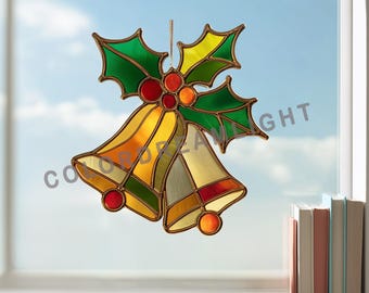 クリスマスベルのティアドロップ型ステンドグラス模様 - Etsy 日本