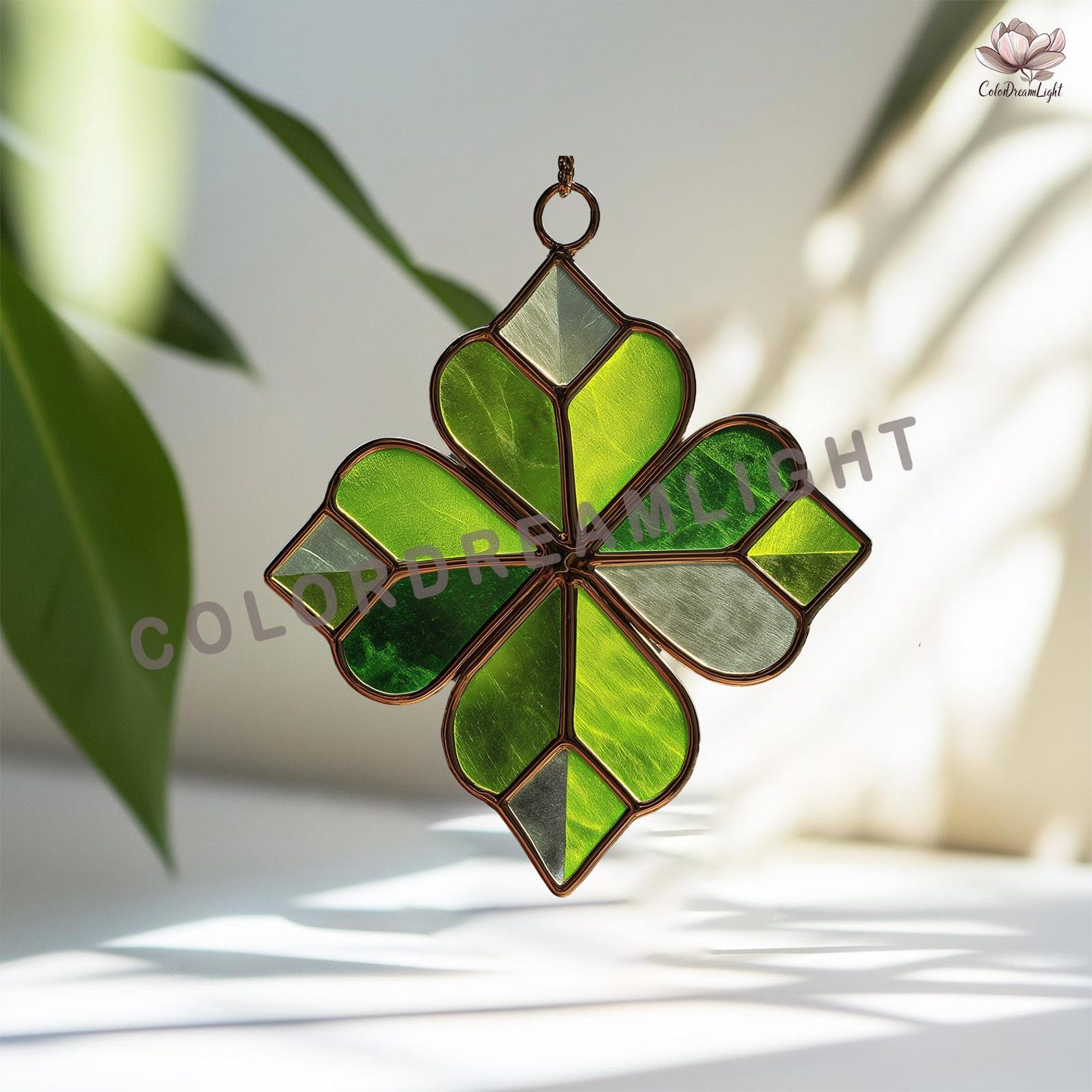 Four Leaf Clover Stained Glass Pattern, Lucky Shamrock Window ...