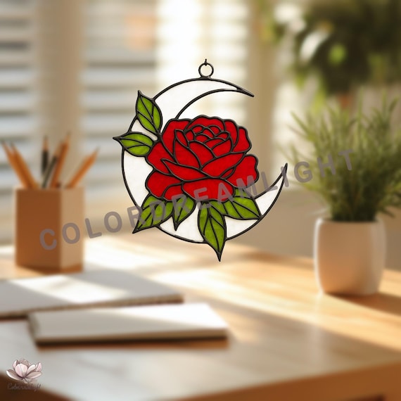 ステンドグラス☆薔薇の妖精のサンキャッチャー　ステンドグラスパネル　ハンドメイド 妖精のステンドグラス サンキャッチャー サンキャッチャー Petit lump