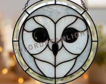 Owl Stained Glass Pattern, Round Bird Suncatcher Template, Woodland  Glass Art Design PDF SVG PNG (No.04-287BI)