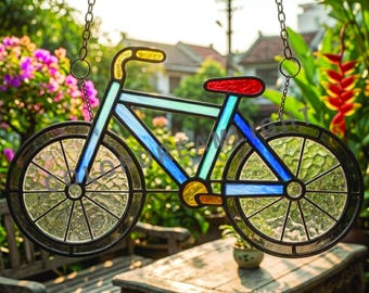 Bicycle Stained Glass Pattern – Bike Suncatcher Design – Digital Download PDSF PNG SVG (No.04-09TH)
