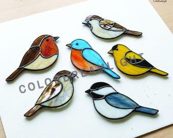 Bird Stained Glass Pattern, Beginner Friendly Glass Art, Digital Download (No.04-353BI)