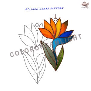 Bird of Paradise Stained Glass Pattern PDF | DIY Flower Suncatcher Template | Beginner Friendly Glass Art | Instant Digital Download