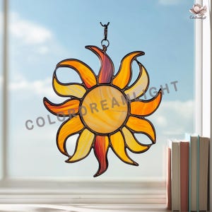 Sun Stained Glass Pattern PDF, Sunburst Suncatcher Design for Summer, Sunny Window Hanging, Beginner Friendly  DIY Glass Art Template