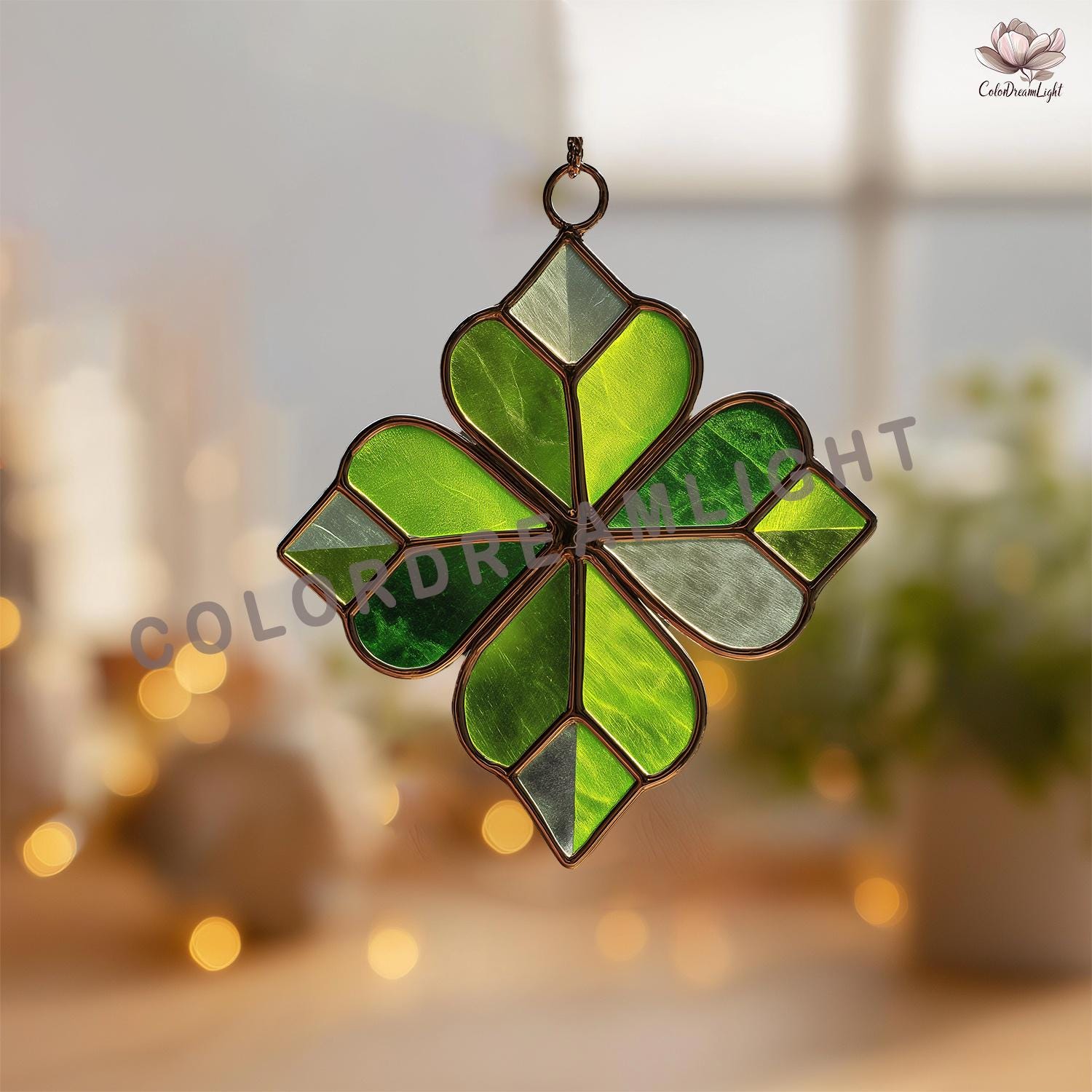 Four Leaf Clover Stained Glass Pattern, Lucky Shamrock Window ...