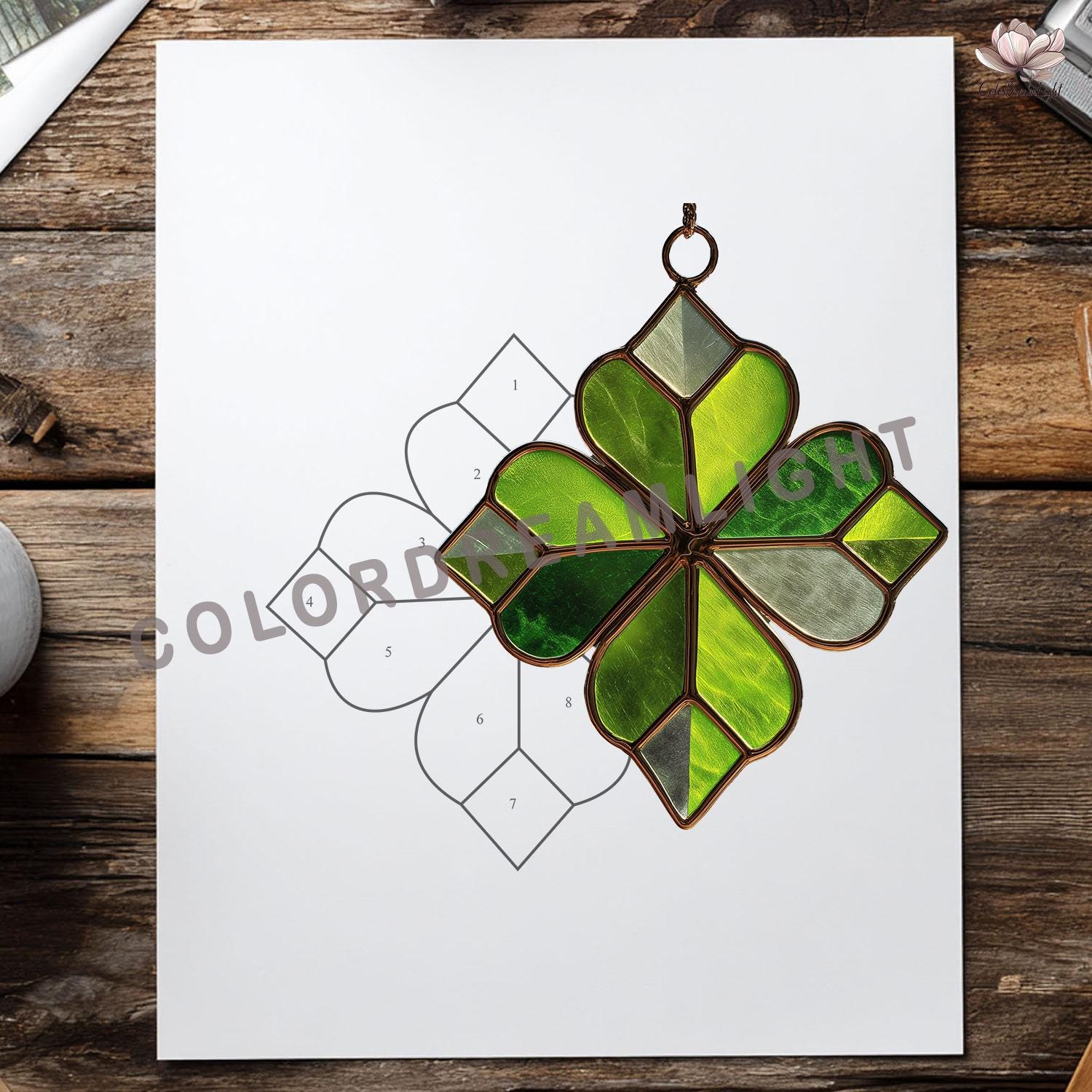 Four Leaf Clover Stained Glass Pattern, Lucky Shamrock Window ...