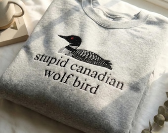 Sudadera bordada con un pájaro lobo canadiense estúpido, cuello redondo con temática de hockey, regalo LGBT para fans del hockey, camiseta de película, equipo Hollanov