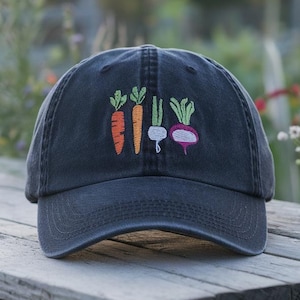 Mix Vegetables Embroidered Dad Hat, Garden Harvest Baseball Cap, Colorful Veggies Summer Cap, Gift For Gardener, Veggie Lovers