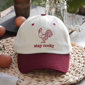 Stay Cocky Embroidered Baseball Hat, Funny Rooster Hat, Chicken Hat, Farm Style Baseball Hat, Country Boy Gift, Southern Humor Hat