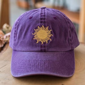 Embroidered Sun Dad Hat, Sunshine Vibes Cotton Cap, Vintage Wash Cap Available In More Colors, Gift For Nature Lovers