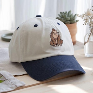 Gorilla Embroidered Baseball Hat, Funny Monkey Cap, Lazy Strength Aesthetic, Gorilla Lover Gift, Protect Our Planet Hat