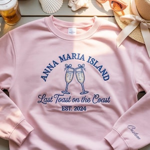 Bachelorette Embroidered Sweatshirt, Custom Beach Trip Shirt, Personalized Wedding Favors, Bride Bridal Party Gifts, Girls Getaway Gift
