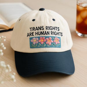 Protect Trans Kids Embroidered Baseball Cap, Trans Right Are Human Rights Cap, Strap Back Unisex Adjustable Cotton Pick Your Hat, Pride Gift