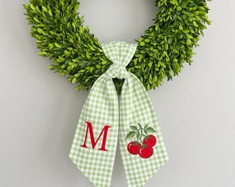 Personalized Tomato Wreath Sash, Monogram Door Hanger, Garden Lover Gift