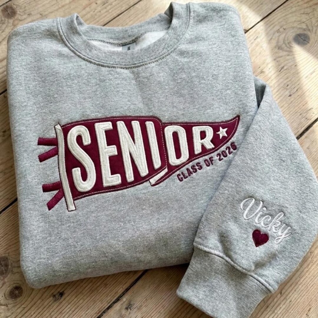 Spring Graduation Sweater Graduation Gift for Her, Custom Embroidered School Pennant Sweater ...