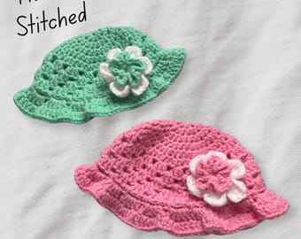 Sombrero de cubo hecho a mano para bebé, sombrero de sol para niña pequeña, regalo para baby shower, sombrero de flores de verano para bebé niña, idea de regalo de cumpleaños para bebé, accesorio para el día a día en verano.