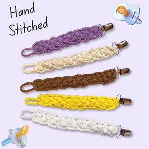 Handmade Crochet Pacifier Clip Macrame Braided Binky Holder Neutral Baby Pacifier Clip  Boho Baby Shower Gift Gender Neutral Accessory