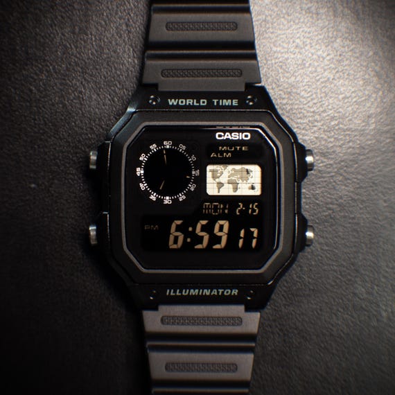 Mission Mods - Custom Casio AE1200 Hydro Blackout Digital Watch “Essentials” (Royale)