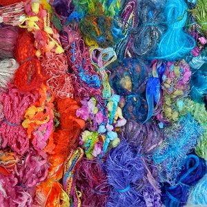 Yarn Grab Bag - 30 fibers/90 yds. - Scrapbooking, Fiber Art, Knit/Crochet, Art Yarn, Felting, Novelty Yarn, Embellishing #106