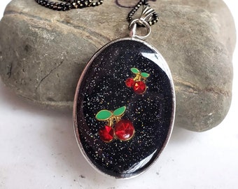 Very Cherry Crystal Resin Pendant Necklace - Choose Your Chain