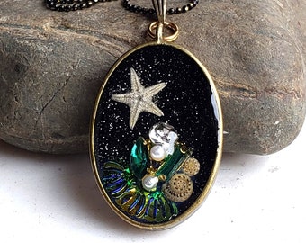 Mermaid's Grotto Resin Pendant Necklace - Choose Your Chain