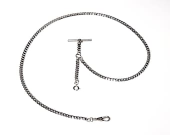 10" 12" 14" 16" 18" 20" 22" 24" 26" 28" 36" 42" 5mm Silver Single Albert Watch Chain / Lariat Necklace