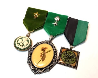 Set of 3 Irish Celtic Steampunk Medal Pins