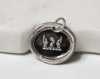 Eagle Silver Wax Seal Charm Pendant