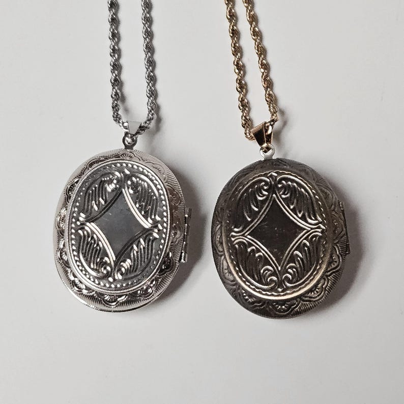 Locket Chain Plus Sign Conjoined Twins Black White Antiqued Cameo Large Silver Locket and ...